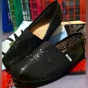 Toms black Glitter/sparkle Sz 10